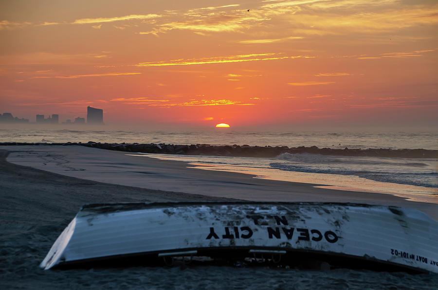 Beach Photograph - Ocean City Life Boat at Sunrise by Bill Cannon