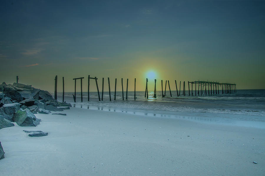 Ocean City Sunrise - 57th Street Pier Ruin Photograph by Bill Cannon