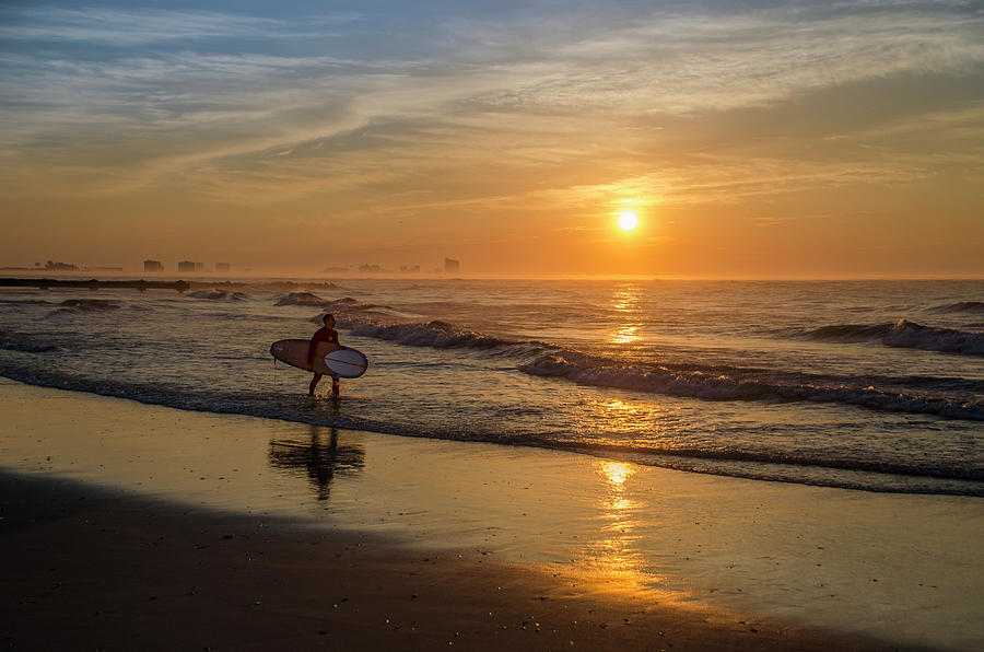 Ocean City Surfer Just After Sunrise Photograph by Bill Cannon