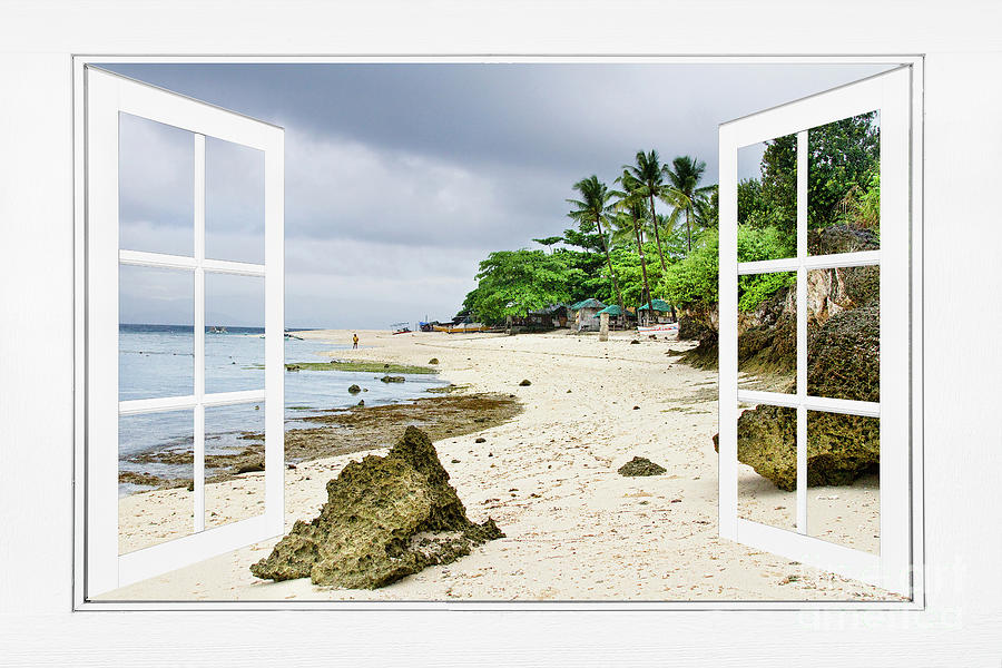 Fantasy Photograph - Ocean Front Beach Open White Window Frame by James BO Insogna