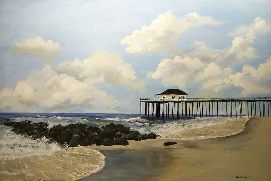 Seascape Painting - Ocean Grove Fishing Pier by Ken Ahlering