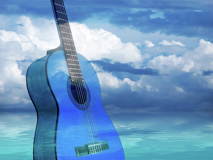 Acoustic Guitar Photograph - Ocean Guitar Blues by Gill Billington