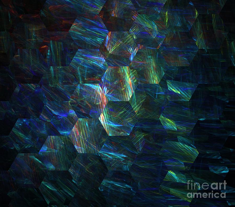 Abstract Digital Art - Ocean Honeycomb by Kim Sy Ok
