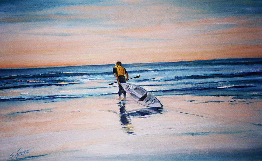 Ocean Kayak Painting by Shari Jones