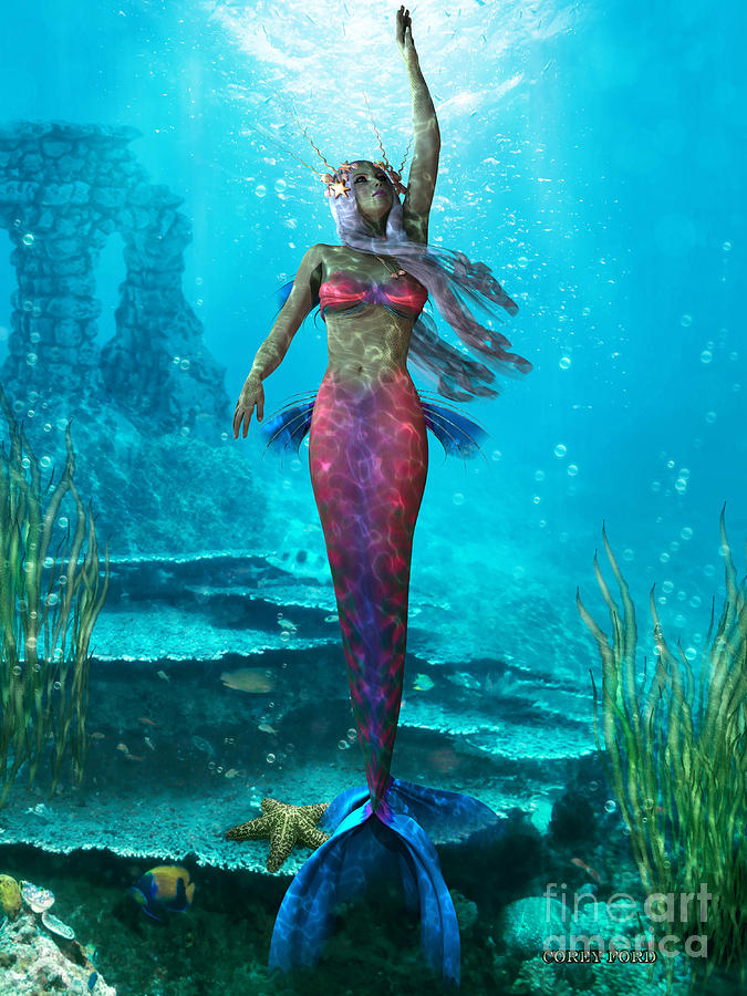 Ocean Mermaid Painting by Corey Ford