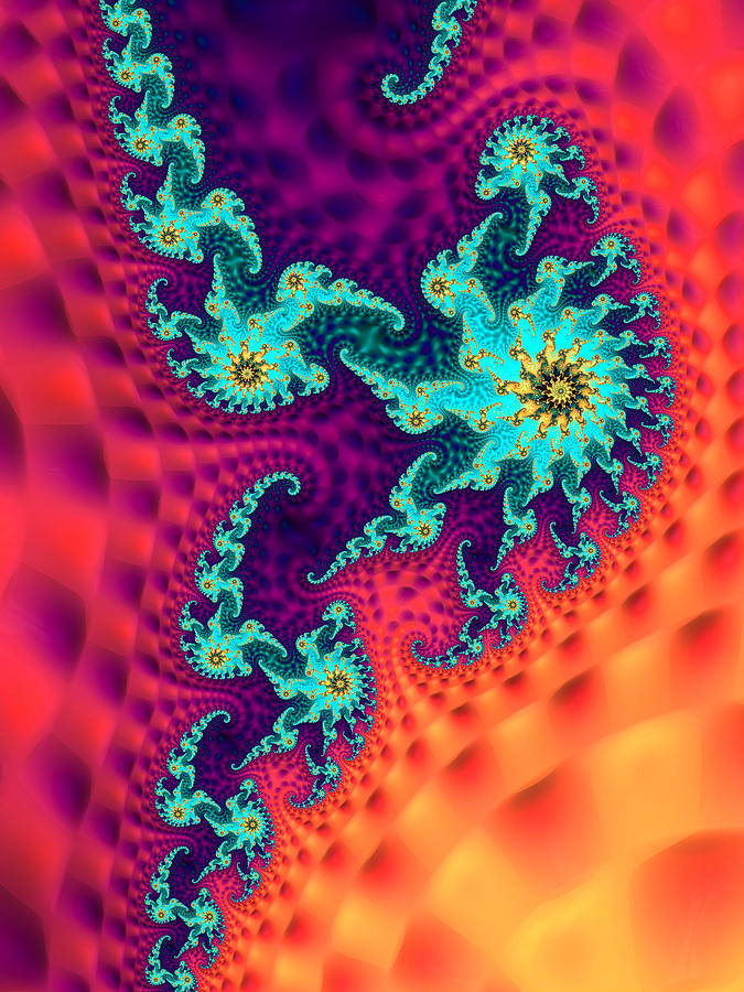 Ocean on fire - dancing mermaids - modern fractal art Digital Art by Matthias Hauser