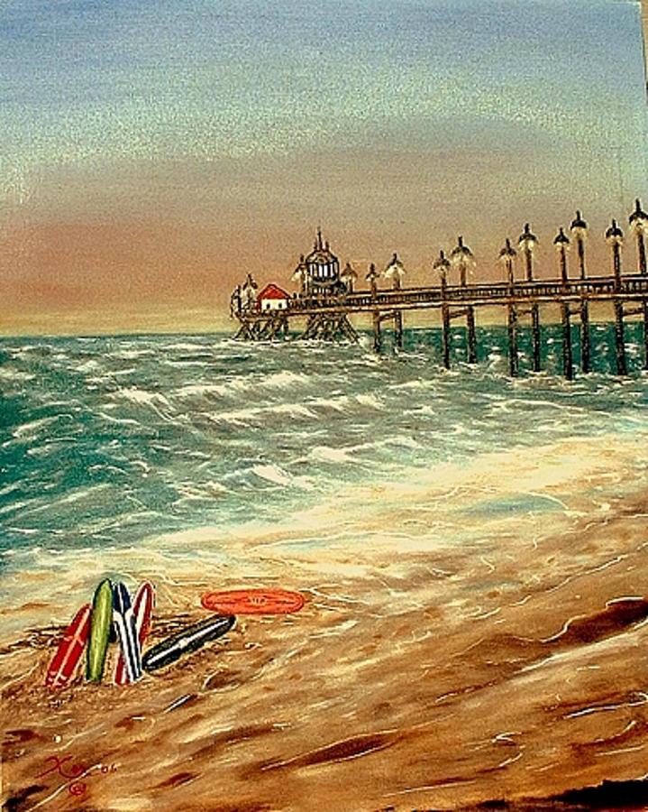 Ocean Pier Painting by Kenneth LePoidevin