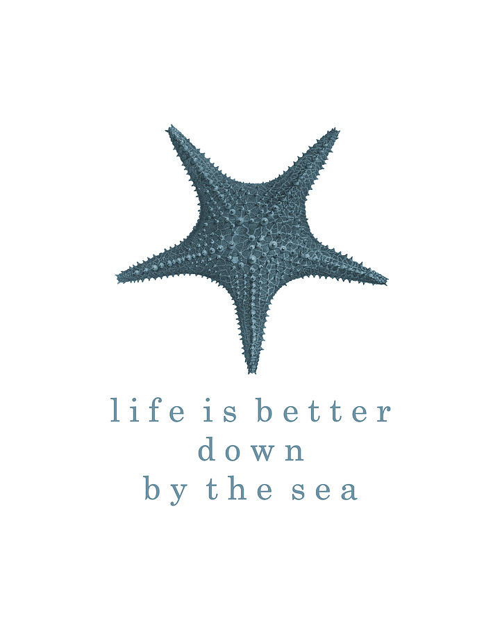 Fish Digital Art - Ocean Quotes Life is Better Down by the Sea by Erin Cadigan