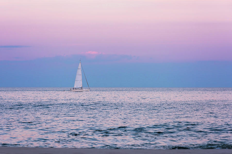 Nature Photograph - Ocean Sailing at Sunset Lavallette New Jersey  by Terry DeLuco