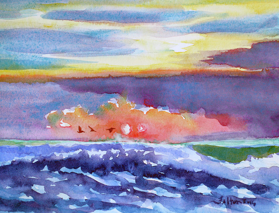 Ocean sunrise 3 Painting by Julianne Felton