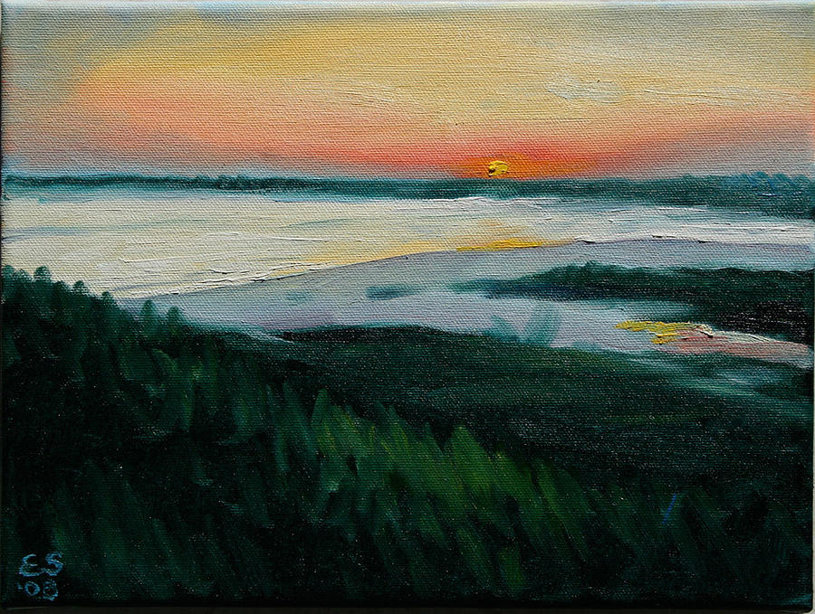 Sunset Painting - Ocean Sunset No.1 by Erik Schutzman