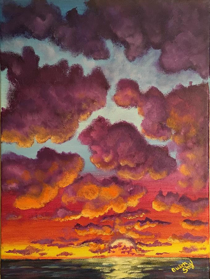 Ocean Sunset Painting by Queen Gardner