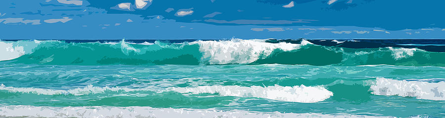 Landscape Digital Art - Ocean surf illustration by Phill Petrovic