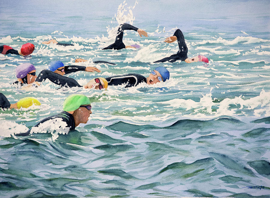 Ocean Swimmers Painting by Christopher Reid