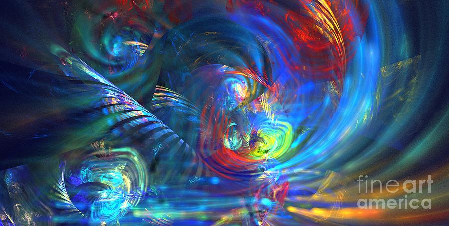 Abstract Digital Art - Ocean Swirls by Kim Sy Ok