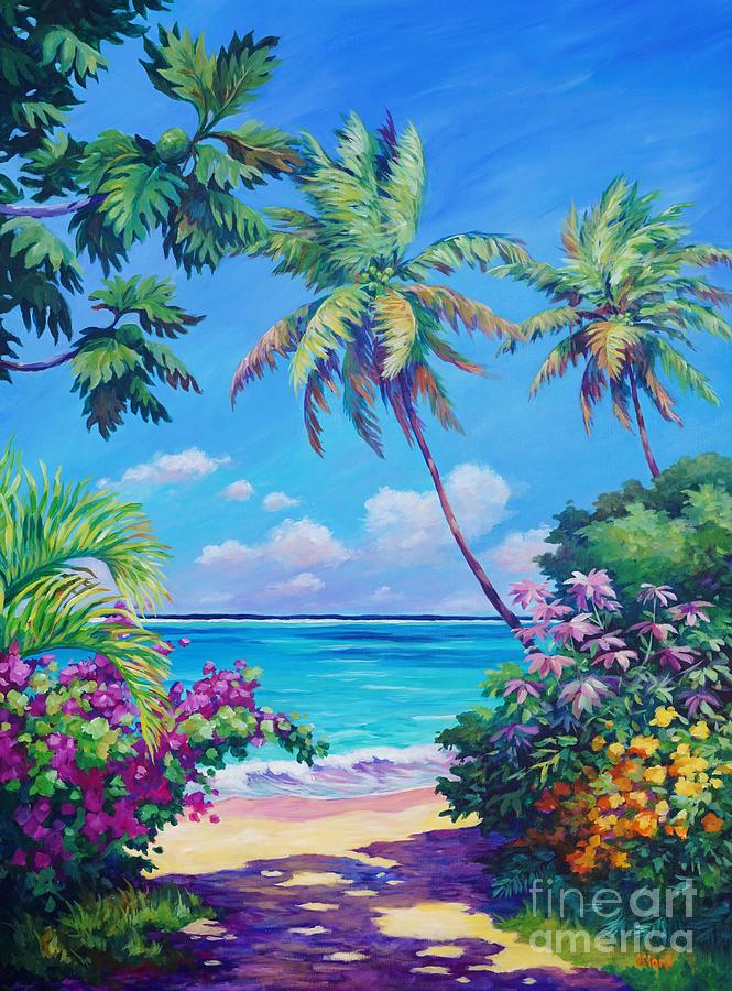Cayman Painting - Ocean View with Breadfruit Tree by John Clark Cayman Painting - Ocean View with Breadfruit Tree by John Clark