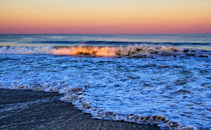 Sunset Photograph - Ocean Wave Kissed by the Setting Sun by Carolyn Derstine