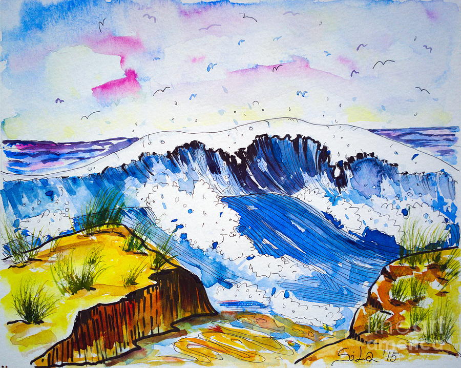Ocean waves and sandy beaches Painting by Lidija Ivanek - SiLa
