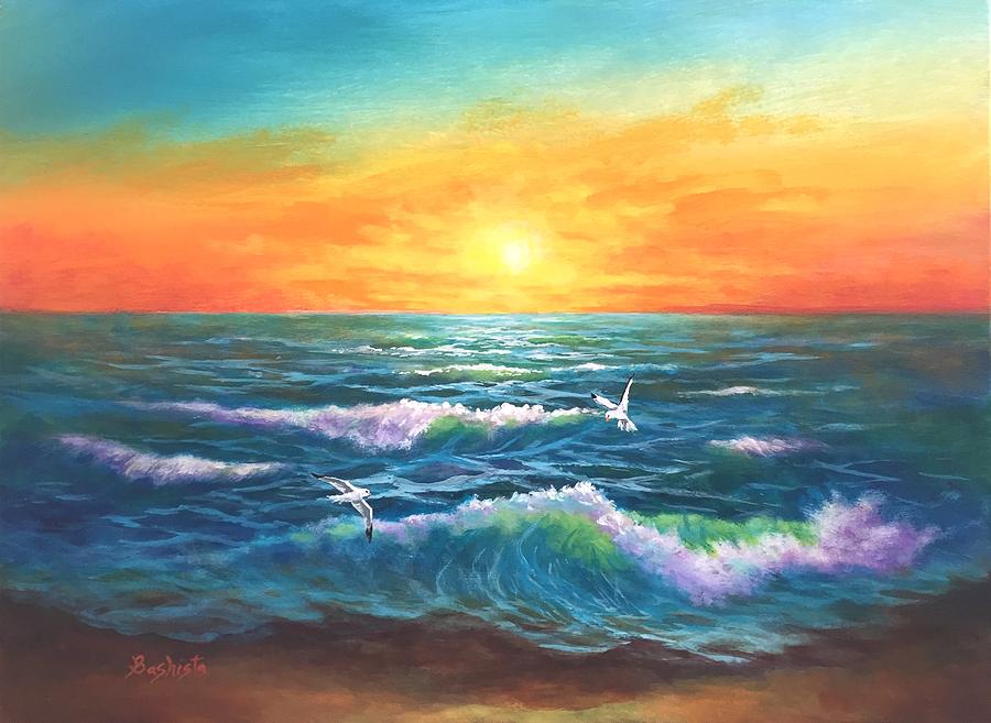 Ocean Waves Painting by Christopher Bashista