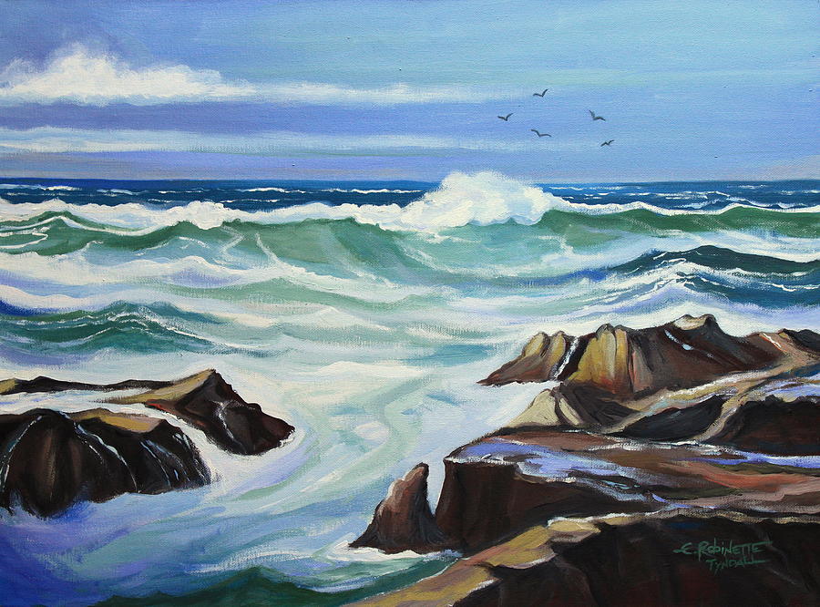 Ocean Waves Painting by Elizabeth Robinette Tyndall