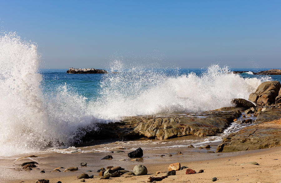 Ocean Waves Hitting Rocks On Laguna Beach In California Photograph By