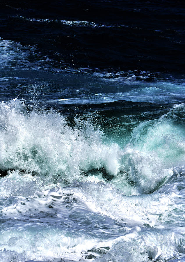 Nature Photograph - Ocean Waves in Dark Blue by PrintsProject