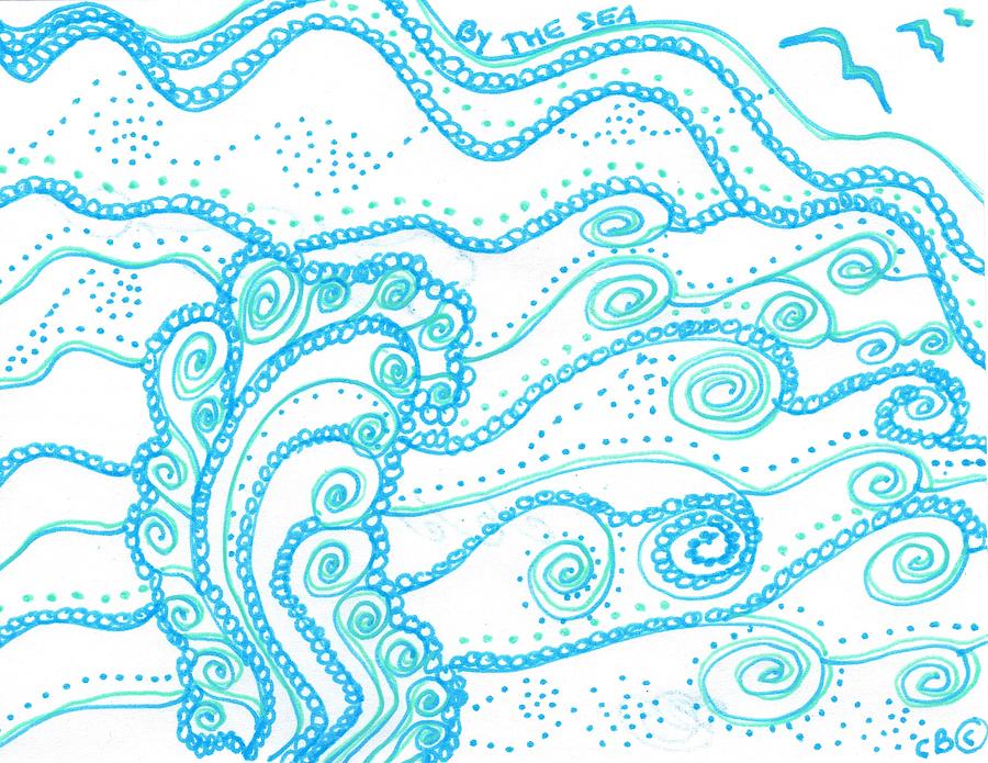 Ocean Waves Drawing by Carole Brecht