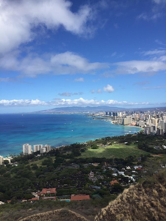 Ocean with Waikiki  Photograph by Junagenic
