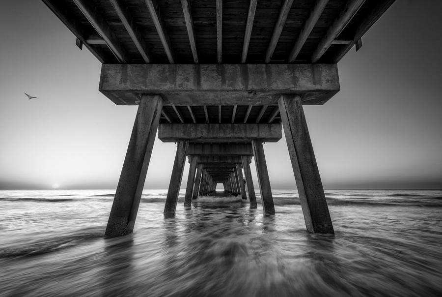 Oceanfront Morning Black and White Photograph by Matt Hammerstein
