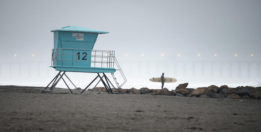 San Diego Photograph - Oceanside Fog and Surfer by William Dunigan