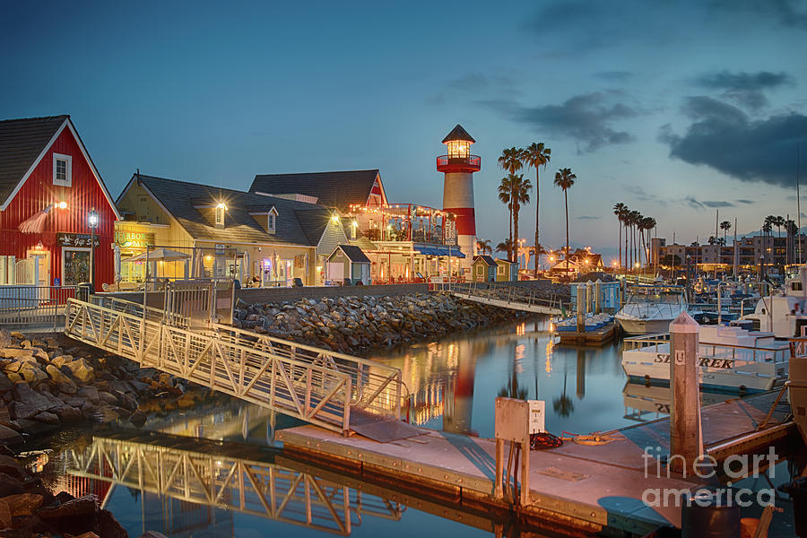 Oceanside Harbor and Lighthouse at Sunset Photograph by David Levin