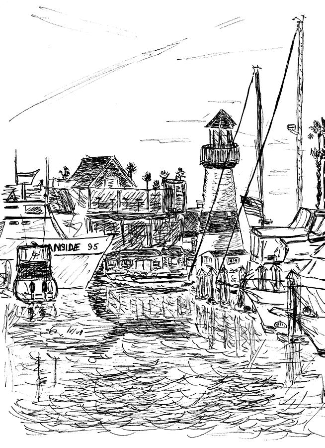 Oceanside Harbor Drawing by Ben Bohnsack