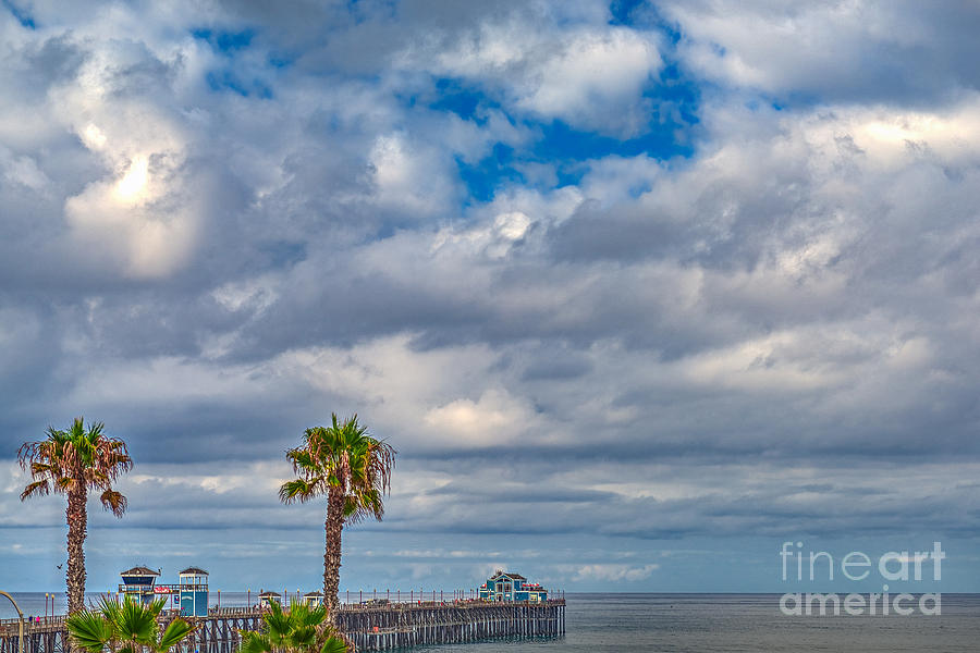 Beach Photograph - Oceanside Pier Cloudy Day by David Zanzinger