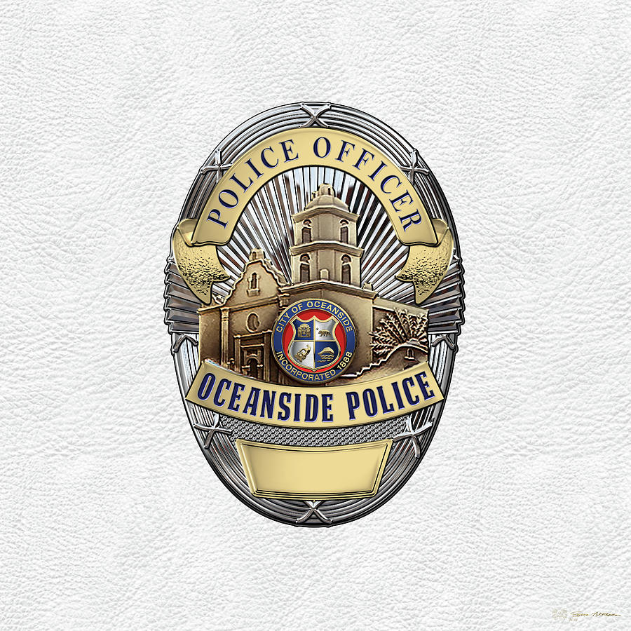 Oceanside Police Department - OPD Officer Badge Over White Leather ...