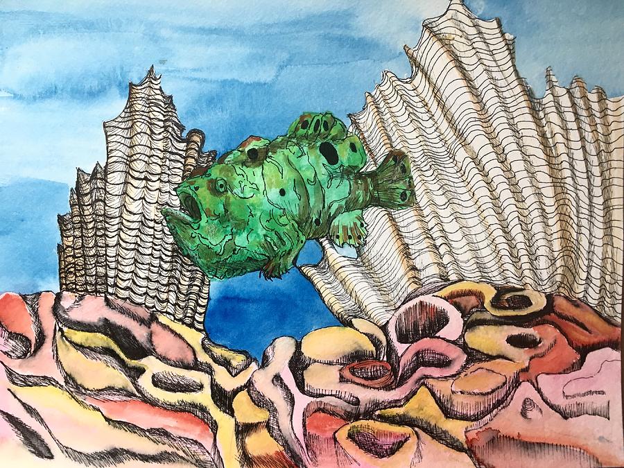 Ocellated Frogfish Painting by Mastiff Studios