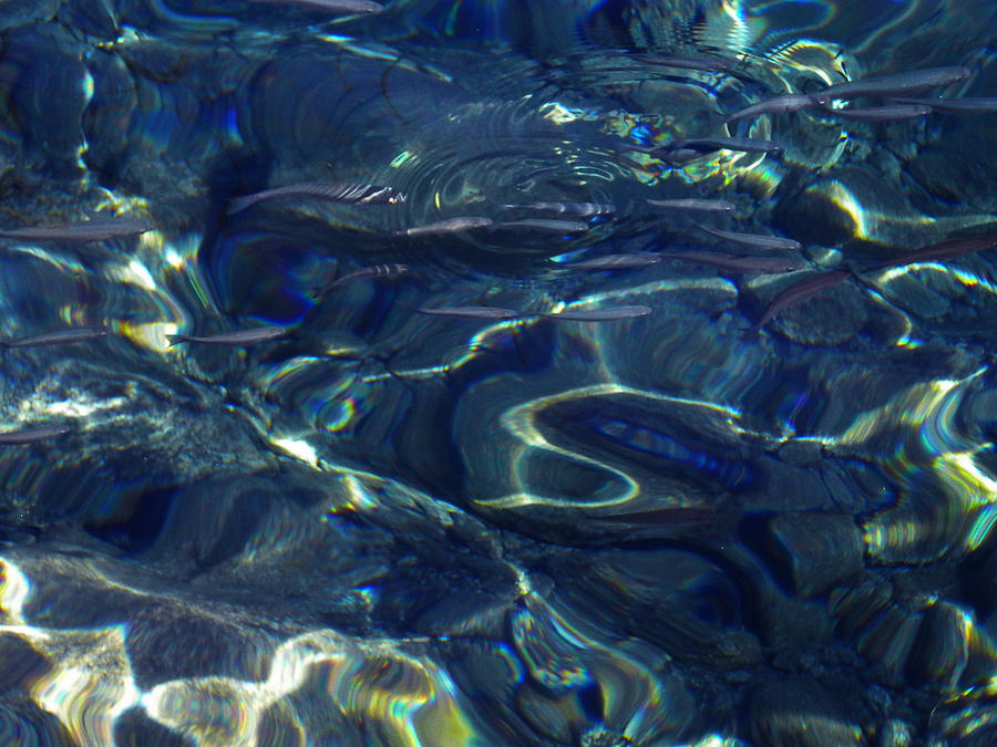 Nature Photograph - Ocean water reflections.Santorini Island Greece by Colette V Hera Guggenheim
