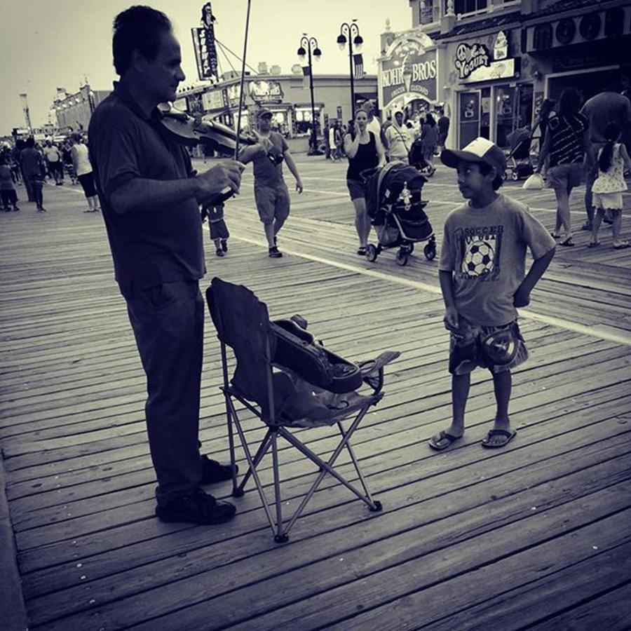 Violin Photograph - #ocnj Violinist On The Boardwalk by Jeff Jones