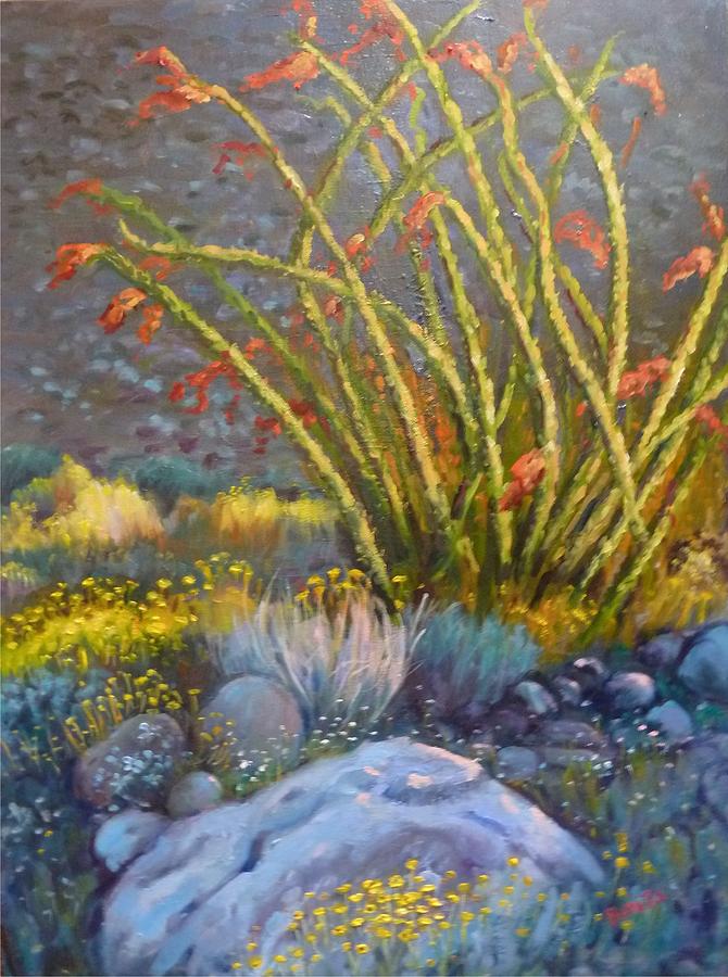 Ocotillo at Dusk Painting by Bonita Waitl