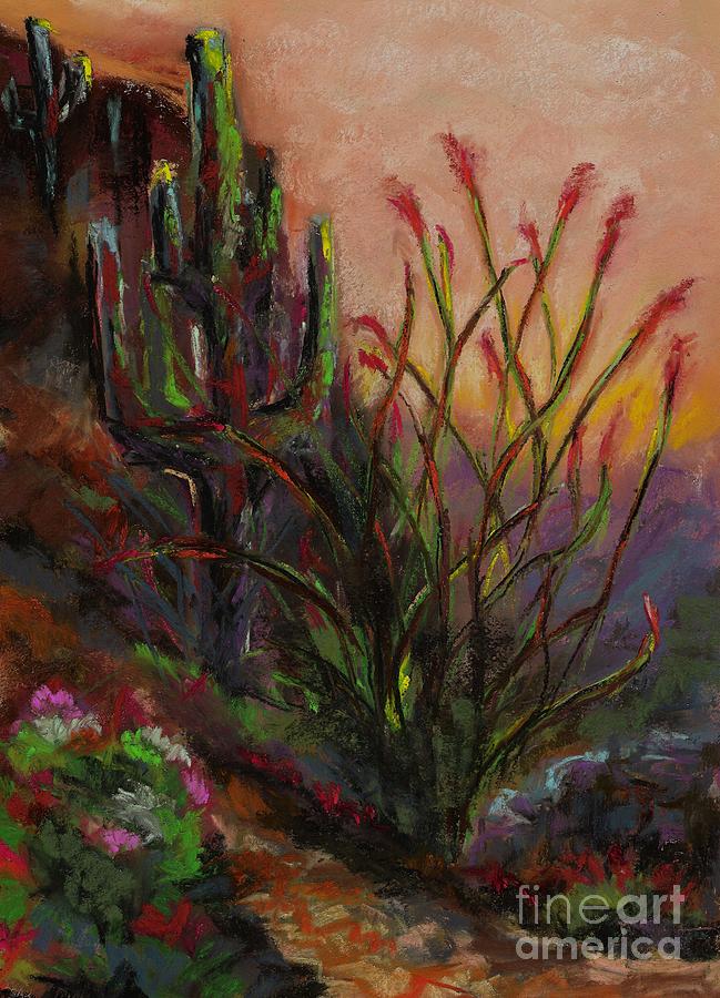 Ocotillo At Sunset Painting by Frances Marino