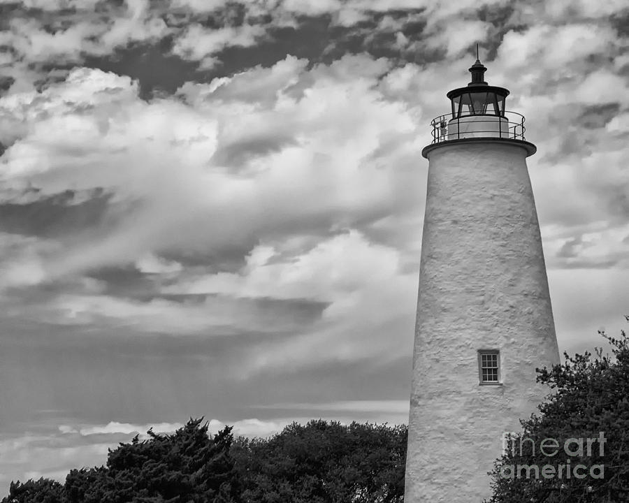 Black And White Photograph - Ocracoke Island Lighthouse Black and White by Tom Gari Gallery-Three-Photography
