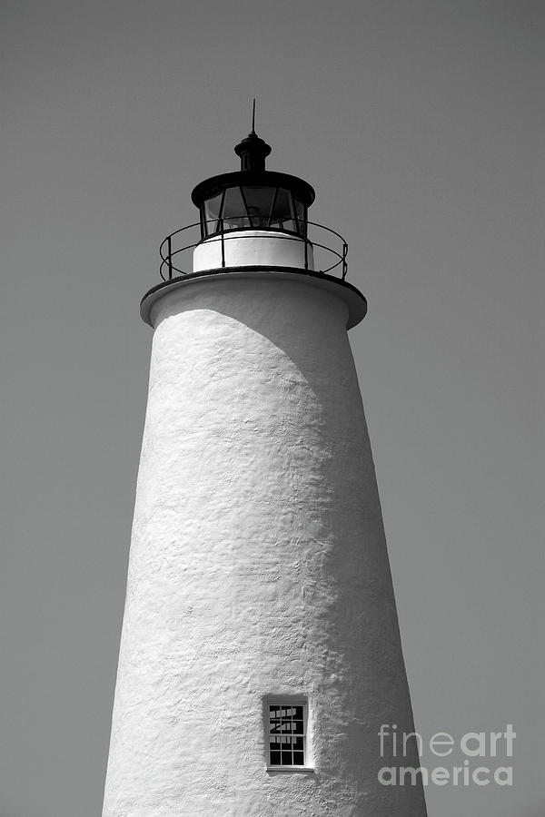 Ocracoke Lighthouse in Black and White Photograph by Jill Lang