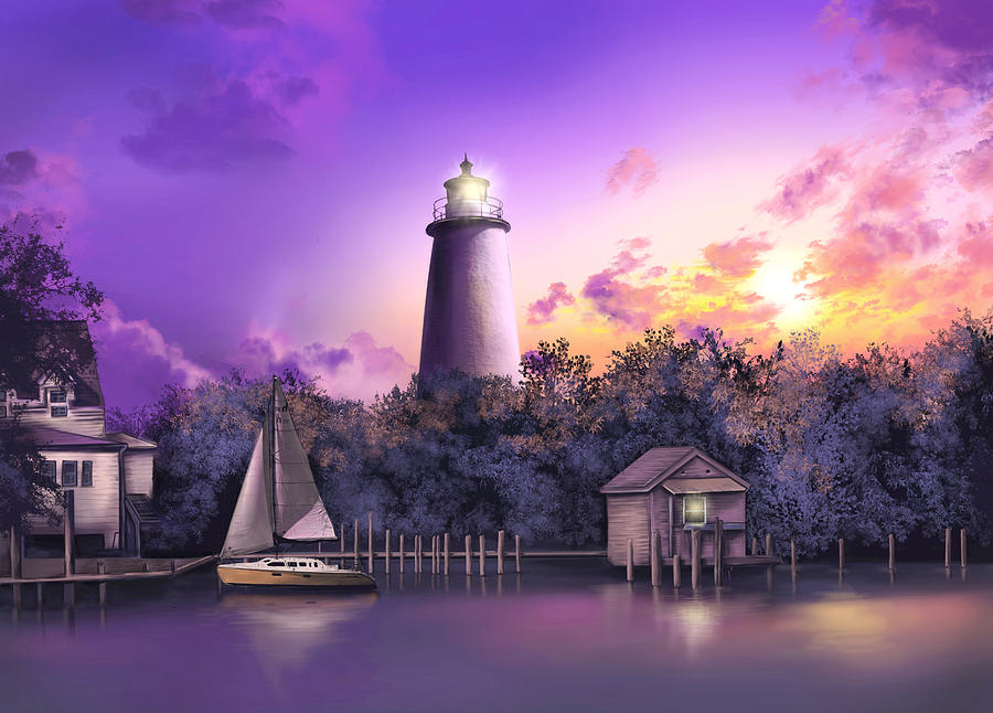 Ocracoke Lighthouse Painting by Bekim M