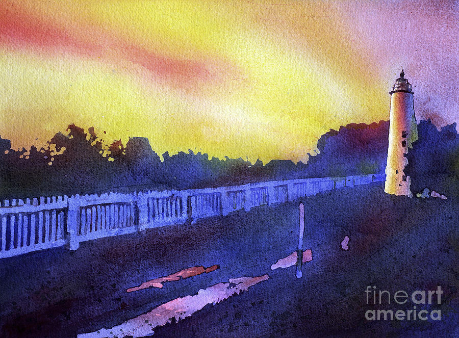 Lighthouse Painting - Ocracoke Lighthouse- North Carolina by Ryan Fox