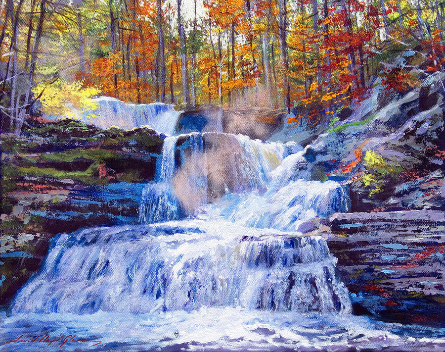 October Falls Painting by David Lloyd Glover