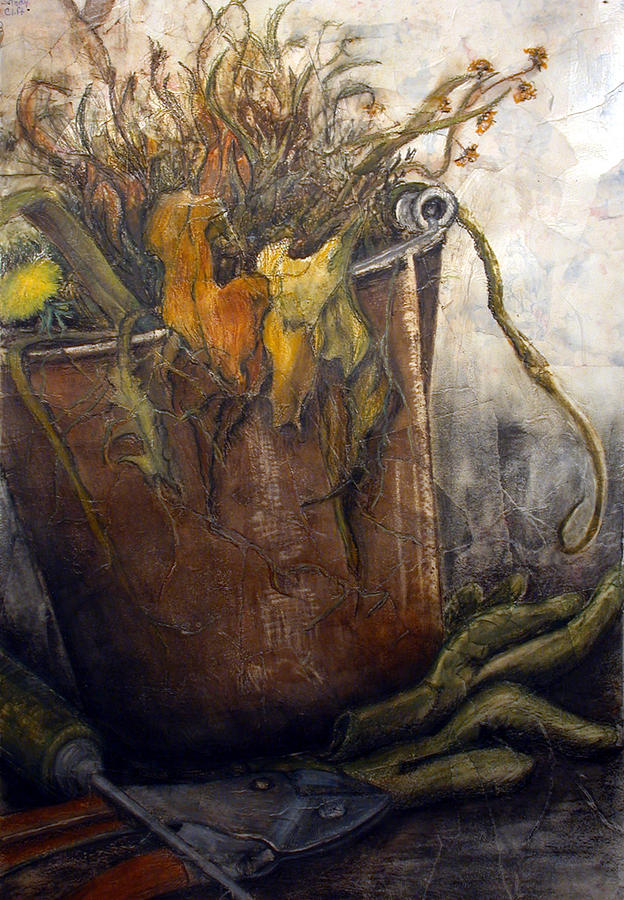October Gardening Painting by Sandy Clift