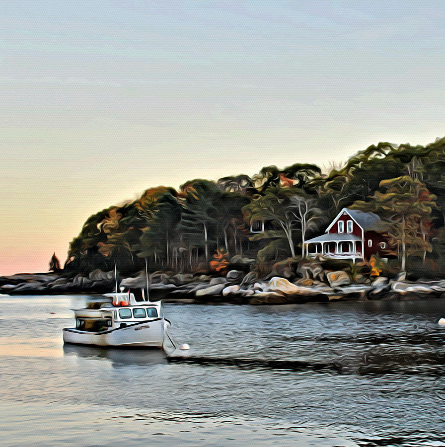 Rocky Shore Photograph - October in New Harbor Maine by Modern Art