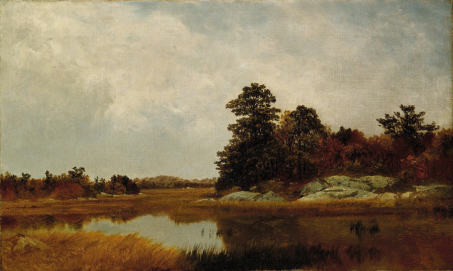 John Frederick Kensett Painting - October in the Marshes by John Frederick Kensett