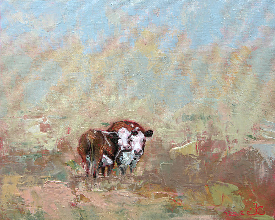 Cow Painting - October Mist by Trina Teele