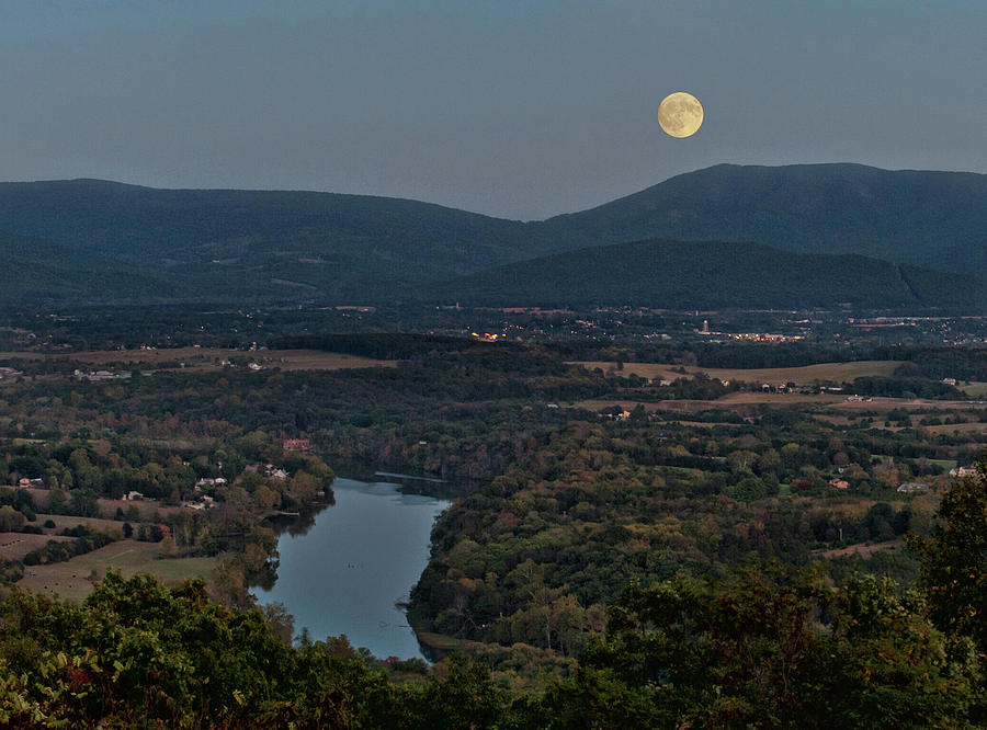 October Moon Over Shenandoah Photograph by Lara Ellis