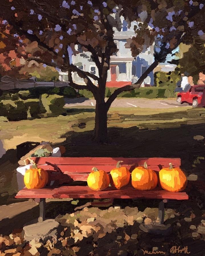 October Pumpkins Painting by Melissa Abbott